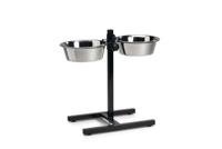 Standaard met 2 rvs 25 cm hondenvoerbakken zwart - thumbnail