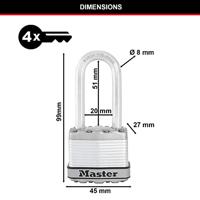 Masterlock 45mm treated steel body for weather resistance - 51mm octagonal boron- - M1EURDLH - thumbnail