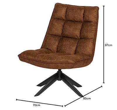 WOOOD Draaifauteuil 'Jouke' PU leder, kleur Cognac - thumbnail