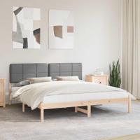Bedframe met Gevoerd Hoofdgedeelte Lichtgrijs 180 x 200 cm - thumbnail