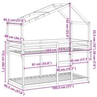 Stapelbedframe zonder matras massief grenenhout 90x190 cm - thumbnail