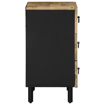 Nachtkastje 50x33x62 cm massief ruw mangohout zwart