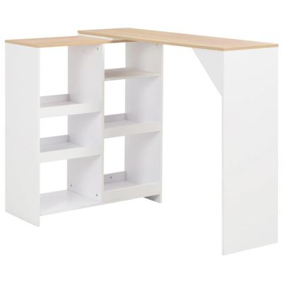 Bartafel met verplaatsbaar schap 138x39x110 cm wit