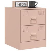 Nachtkastjes 2 st 34,5x39x44 cm staal roze - thumbnail