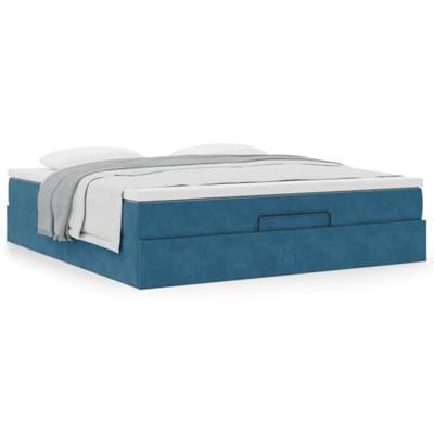 Ottoman bed met matras 180x200 cm fluweel donkerblauw