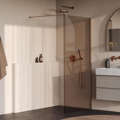 Brauer Oblivion - Inloopdouche - Brons Glas - 90 x 200 cm - incl. Glascoating - PVD Koper Geborsteld