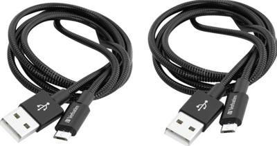 Verbatim 48874 Micro-USB - Synchronisatie- en oplaadkabel, set van 2, robuuste micro-USB-kabel, met knikbescherming, zwart, 2x 100 cm