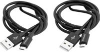 Verbatim 48874 Micro-USB - Synchronisatie- en oplaadkabel, set van 2, robuuste micro-USB-kabel, met knikbescherming, zwart, 2x 100 cm - thumbnail