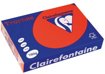 Clairefontaine Trophée Intens, gekleurd papier, A4, 160 g, 250 vel, koraalrood