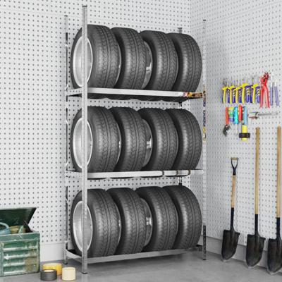 VidaXL Bandenrek 3-laags 110x40x200 cm staal zilverkleurig VidaXL Bandenrek 3-laags 110x40x200 cm staal zilverkleurig