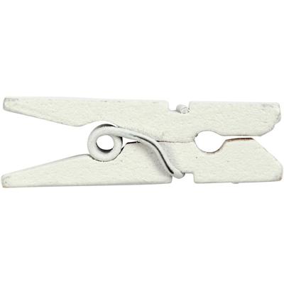 Creativ Company Mini wasknijpers, l: 25 mm, b: 3 mm, wit, 36 stuk/ 1 doos
