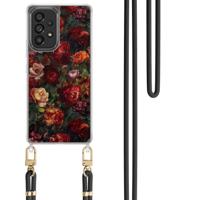 Samsung Galaxy A53 hoesje met zwart koord - Floral red garden - thumbnail
