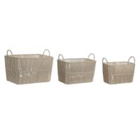 Mandenset DKD Home Decor Beige Metaal 39 x 29 x 31 cm 3 Onderdelen - thumbnail