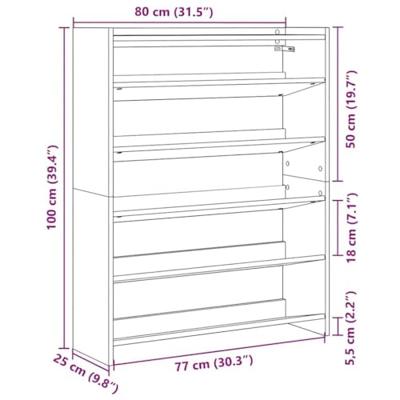 VidaXL Schoenenrek 80x25x100 cm bewerkt hout wit VidaXL Schoenenrek 80x25x100 cm bewerkt hout wit
