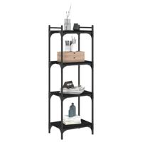 Boekenkast 4-laags 40x30x120 cm bewerkt hout zwart - thumbnail