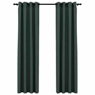 VidaXL Gordijnen linnen-look verduisterend ogen 2 st 140x245 cm groen VidaXL Gordijnen linnen-look verduisterend ogen 2 st 140x245 cm groen