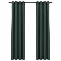 VidaXL Gordijnen linnen-look verduisterend ogen 2 st 140x245 cm groen - thumbnail