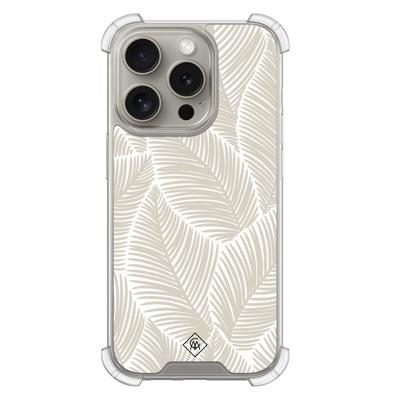 iPhone 15 Pro shockproof hoesje - Palmy leaves beige iPhone 15 Pro shockproof hoesje - Palmy leaves beige
