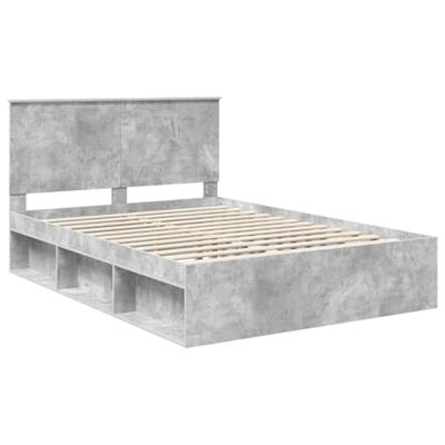 Bedframe met hoofdeinde Beton 140 x 190 cm Massief grenenhout