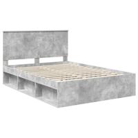 Bedframe met hoofdeinde Beton 140 x 190 cm Massief grenenhout - thumbnail