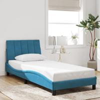 Bedframe zonder matras "Hanko" fluweel blauw 90x200 cm - thumbnail
