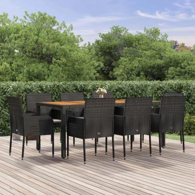 9-delige Tuinset poly rattan zwart