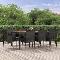9-delige Tuinset poly rattan zwart - thumbnail