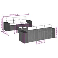7-delige Loungeset met kussens poly rattan beige - thumbnail
