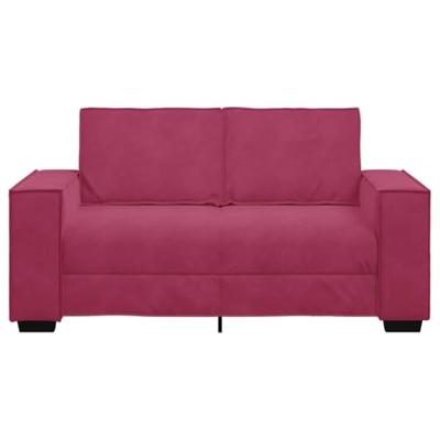 Tweezitsbank 120 cm fluweel wijnrood - thumbnail