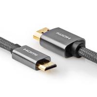 High Speed HDMI-Kabel met Ethernet | HDMI-Connector - HDMI-Ministekker | Gun Metal Grey | Gevlochten Kabel - thumbnail