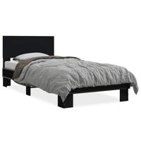 Bedframe bewerkt hout metaal zwart 120x190 cm - thumbnail