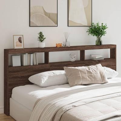 Hoofdbordkast met LED-verlichting 220x17x102 cm bruin eiken Hoofdbordkast met LED-verlichting 220x17x102 cm bruin eiken