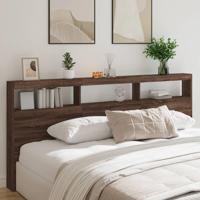 Hoofdbordkast met LED-verlichting 220x17x102 cm bruin eiken - thumbnail