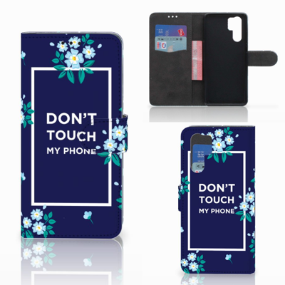 Huawei P30 Pro Portemonnee Hoesje Flowers Blue DTMP Huawei P30 Pro Portemonnee Hoesje Flowers Blue DTMP