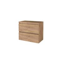 Basic-Line Start 46 Badkamermeubelset - 80 x 46 cm - Greeploos - 2 Lades - Wastafelblad - Whisky Oak - thumbnail