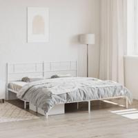 Bedframe met hoofdbord metaal wit 193x203 cm - thumbnail