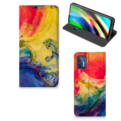 Bookcase Motorola Moto G9 Plus Watercolor Dark Bookcase Motorola Moto G9 Plus Watercolor Dark
