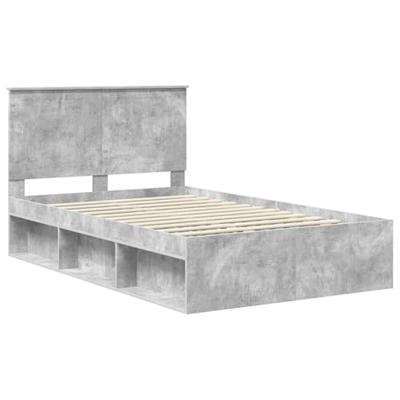 Bedframe met hoofdeinde Beton 120 x 190 cm Massief grenenhout