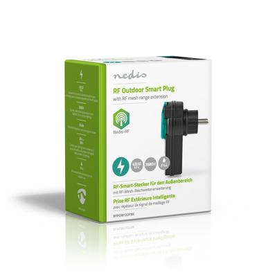 Nedis rfpom120fbk rf smart stekker outdoor ip44 aan/uit rf mesh range extender schuko type f 3680 w