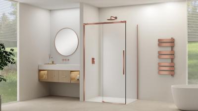 Schuifdeur Van Rijn Products ST09 Voor Hoekcabine 160x200 cm 8 mm Helder Glas Softclose Incl. Beslag Geborsteld Koper Schuifdeur Van Rijn Products ST09 Voor Hoekcabine 160x200 cm 8 mm Helder Glas Softclose Incl. Beslag Geborsteld Koper