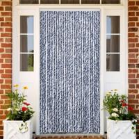 VidaXL Vliegengordijn 118x220 cm chenille blauw en wit - thumbnail