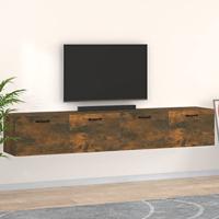 Wandkasten 2 st 100x36,5x35cm bewerkt hout gerookt eikenkleurig - thumbnail