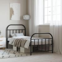 Bedframe met hoofd- en voeteneinde metaal zwart 80x200 cm - thumbnail
