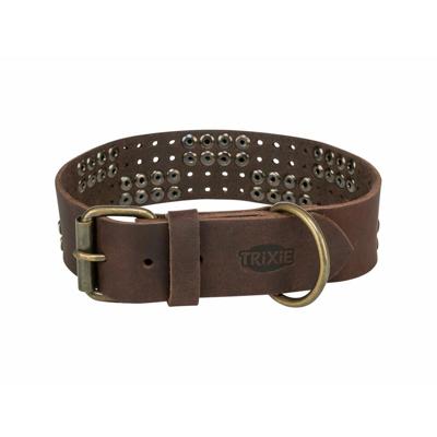 Trixie halsband hond rivet rustic vetleer donkerbruin Trixie halsband hond rivet rustic vetleer donkerbruin