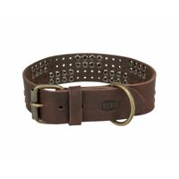 Trixie halsband hond rivet rustic vetleer donkerbruin - thumbnail