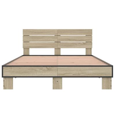 Bedframe bewerkt hout metaal sonoma eikenkleurig 140x200 cm