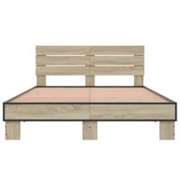 Bedframe bewerkt hout metaal sonoma eikenkleurig 140x200 cm - thumbnail