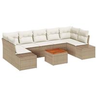 Tuinbankenset met kussen 8 pcs Beige poly rattan - thumbnail
