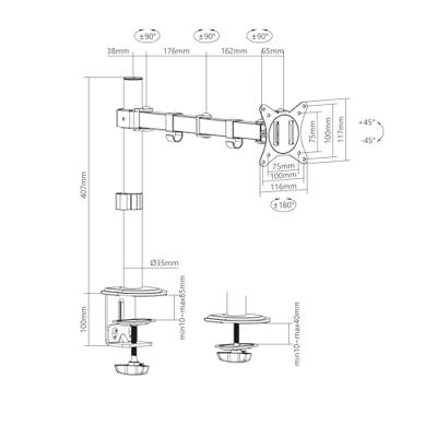 Verstelbare steun TM Electron Monitor 17"-32" Verstelbare steun TM Electron Monitor 17"-32"