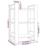 Boekenkast/kamerscherm 60x35x91 cm massief grenenhout grijs - thumbnail